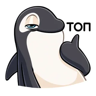 👍 ТОП 범고래, 고래, 동물, 엄지척, 최고, 러시아 telegram sticker