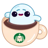 ☕️ hantu, starbucks, kopi, kawaii, imut, stiker whatsapp sticker
