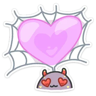 😬 aranha, coração, amor, teia, desenho animado whatsapp sticker