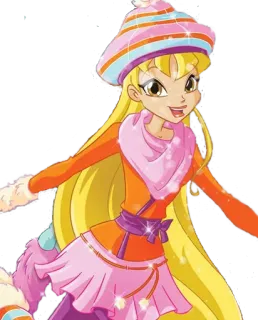 😊 Stella Winx Club desenho animado, fada, inverno, moda, loira telegram sticker