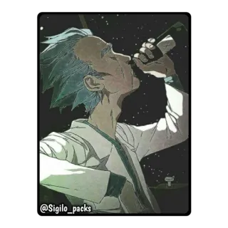 🍺 @Sigilo_packs Rick, boire, bouteille, dessin animé telegram sticker