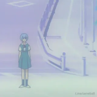 🤔 Rei Ayanami Neon Genesis Evangelion t.me/iameball Anime, Rei Ayanami, Evangelion, pelo azul, personaje, Manga, chica telegram sticker
