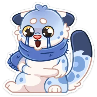 😭 แมว, ร้องไห้, น่ารัก, การ์ตูน, สติกเกอร์, สัตว์, เศร้า, สีน้ำเงิน whatsapp sticker