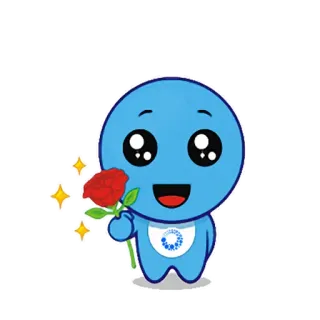 😌 Cartone animato, Personaggio, Fiore, Rosa, Carino, Blu telegram sticker