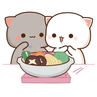 🍲 고양이, 동물, 만화, 음식, 귀여운 telegram sticker