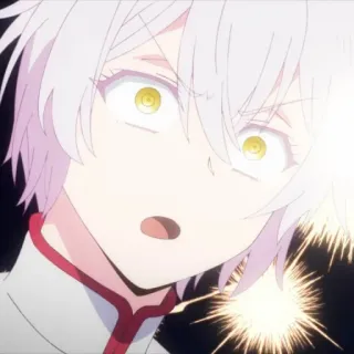 😨 anime, shocked, white hair, yellow eyes, anime girl telegram sticker