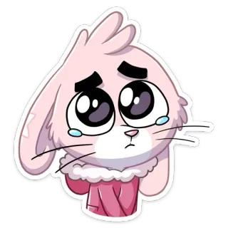 😢 thỏ, hoạt hình, buồn, dễ thương, kawaii, nhãn dán telegram sticker