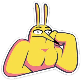 ⭐ cartoon, konijn, dier, geel, personage, antropomorf telegram sticker
