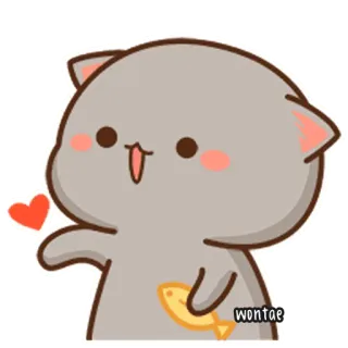 🍥 wontae Cartoon, Katze, Herz, Fisch, Süß telegram sticker