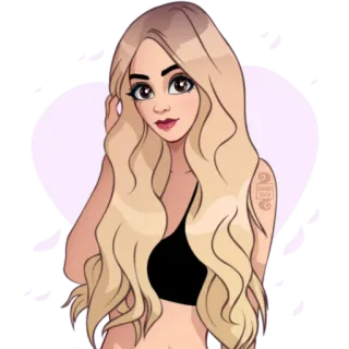 💖 mujer, chica, ilustración, rubia, dibujos animados, retrato telegram sticker