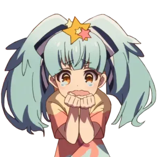 😢 Аниме, Мультфильм, Грустный, Девушка, Персонаж, Плачущий telegram sticker