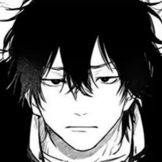 🤨 anime, manga, portrait, illustration, sad, monochrome telegram sticker
