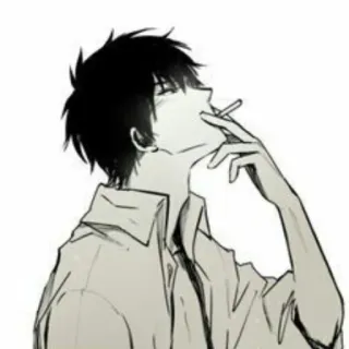 🚬 hút thuốc, anime, thuốc lá, đàn ông, phác thảo whatsapp sticker