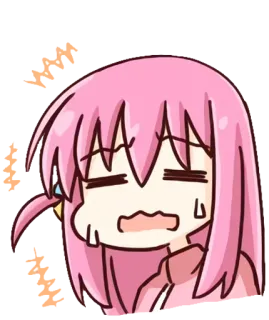 😮‍💨 Anime, Sedih, Gadis, Rambut Pink, Keringat, Khawatir telegram sticker