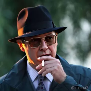 🗿 Raymond Reddington The Blacklist man, hat, glasses, smoking, cigarette, spy, The Blacklist, Raymond Reddington telegram sticker