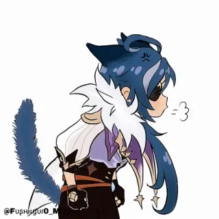 🔲 Kaeya Genshin Impact ガイア, 原神, アニメ, カートゥーン, 猫, ちびキャラ telegram sticker