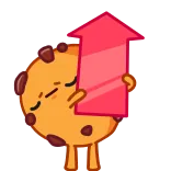 👆 คุกกี้, ลูกศรขึ้น, การ์ตูน, น่ารัก, ลูกศรสีแดง, ตัวละคร telegram sticker