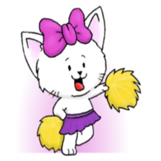 🙃 Cheerleader, Chat, Dessin animé, Mignon, Animal, Autocollant telegram sticker