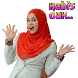😄 Habis dah.. Hijab, Donna, Espressione, Saluto, Malese whatsapp sticker