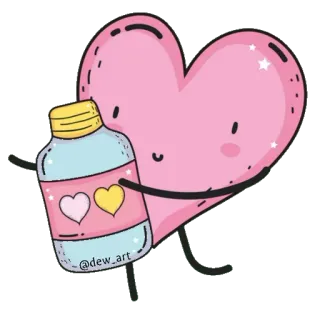 💗 @dew_art 하트, 사랑, 병, 귀여운, 만화, 카와이 telegram sticker