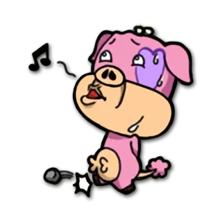 😅 돼지, 만화, 동물, 귀여운, 분홍색 telegram sticker