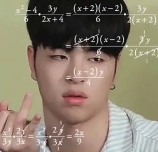 ✨ x²-4. 3y =(x+2)(x-2). 3y
6 2x+4
6
2(x+2)
1
1
(x+2)(x-2)
6
(x-2)y
4
1
x² 27_x228_2x
=
3y 3x 33 34 34 9
1
2(x+2
1 математика, уравнение, средний палец, оскорбительный, человек, мем telegram sticker