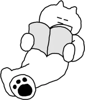 📖 orso, leggere, libro, animale, cartone animato, bianco telegram sticker