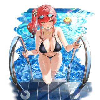 😊 Anime, Gadis, Baju renang, Kolam renang, Musim panas, Bikini telegram sticker