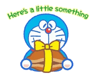 💨 Doraemon Here's a little something doraemon, kreskówka, słodkie, prezent, anime, robot whatsapp sticker