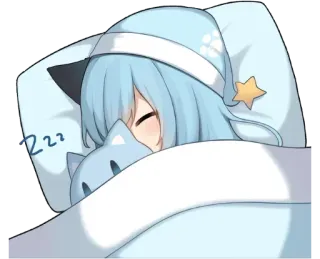 💤 zzz นอนหลับ, อนิเมะ, แมว, น่ารัก, เตียง, กลางคืน, ฝัน telegram sticker