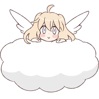 ☁ ange, nuage, animé, mignon, kawaii, ailes telegram sticker