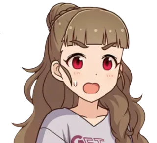 😧 Anime, Chica, Dibujo animado, Confundida, Asustada telegram sticker