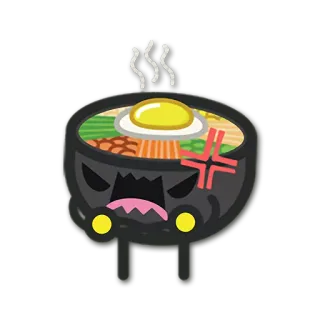 🙅 食物, 生气, 碗, 卡通, 可爱, 动画食物, 韩国食物 telegram sticker