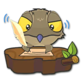 ✍️ coruja, escrita, pena, desenho animado, fofo, animal whatsapp sticker