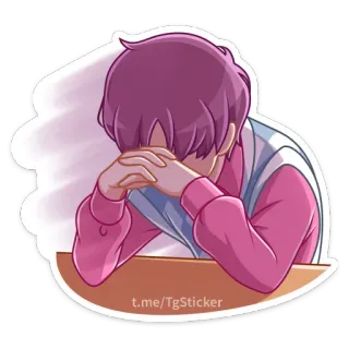 😣 t.me/TgSticker Anime, Chico, Triste, Pelo morado, Manga, Adolescente telegram sticker