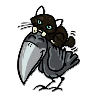 🐱 кот, ворона, животные, дружба, мультфильм telegram sticker