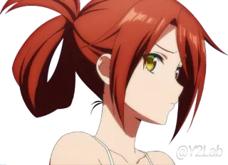 🙈 @yZlab anime, cabelo ruivo, retrato, mulher, garota, arte telegram sticker