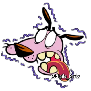 🤪 @Sigilo_Packs мультфильм, собака, стикер, страх, Кураж трусливый пёс telegram sticker