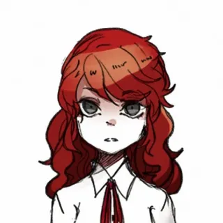 🧷 garota anime, cabelo vermelho, desenho animado, retrato, mulher jovem, arte, arte digital whatsapp sticker