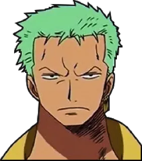 😠 Zoro One Piece anime, swordsman, pirate, green hair, roronoa, straw hat crew telegram sticker