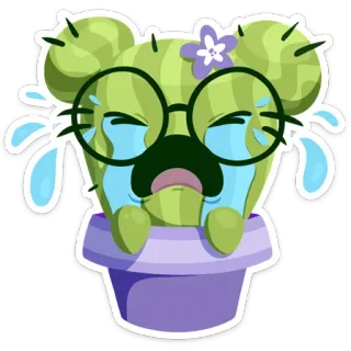 😭 cacto, chorando, triste, planta, emoji, adesivo whatsapp sticker