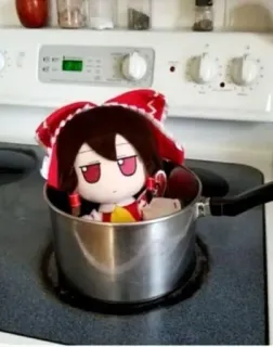🍜 плюш, готовка, плита, кастрюля, кукла, кухня telegram sticker