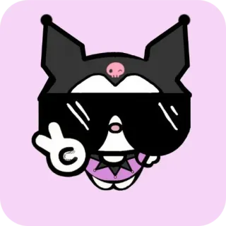 ❤ Kuromi kuromi, dibujos animados, anime, kawaii, personaje, pegatina, gafas de sol telegram sticker
