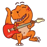 🎸 dinosauro, t-rex, chitarra, musica, rock, cartone animato, arancione telegram sticker