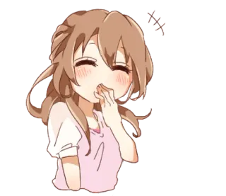 👩 Anime Mädchen, Kawaii, Niedlich, Errötend, Fröhlich, Chibi telegram sticker