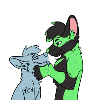 🥴 YCH furry, anthro, ych, cute, interaction, cartoon, digital art telegram sticker