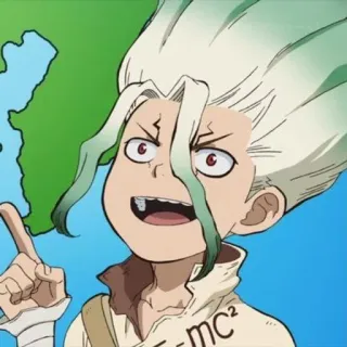 🥬 Senku Ishigami Dr. Stone E=mc² Аниме, Доктор Стоун, Сенку, Наука, Персонаж whatsapp sticker