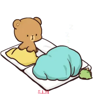 🤦‍♂ 熊, 枕头, 床, 睡眠, 卡通, 可爱 telegram sticker
