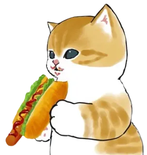 🥨 猫, ホットドッグ, 食べ物, かわいい, 動物 telegram sticker