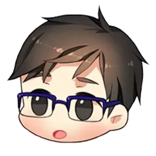 😕 Anime, Chibi, Gafas, Lindo, Sticker, Dibujo animado, Retrato whatsapp sticker